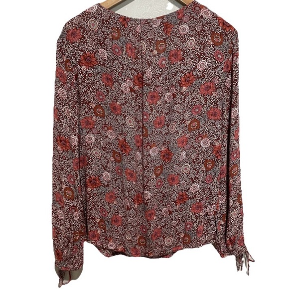 Lucky Brand Los Angeles Women's Purple/Burgundy Floral Long Sleeve Blouse Size S - Picture 5 of 14
